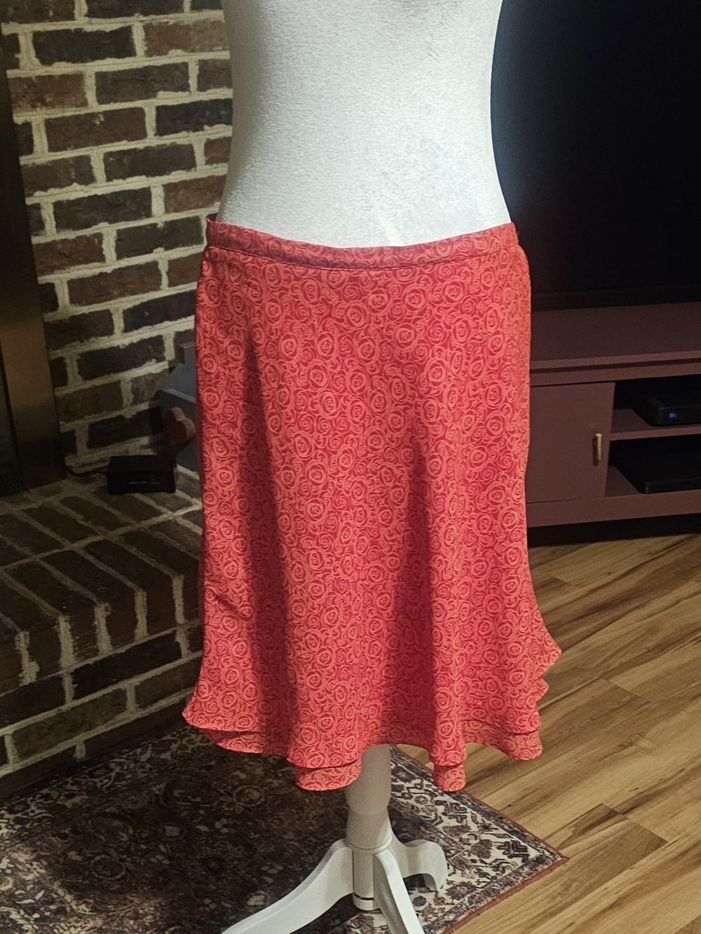 Tailor B. Moss Coral Printed Midi Skirt